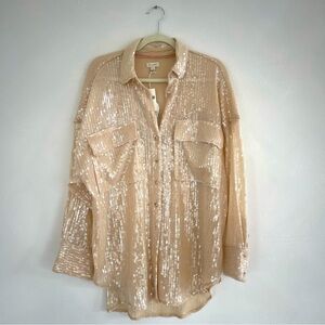 JUST IN! NWT Pilcro | Anthropologie Sequin Blouse, Size Medium
